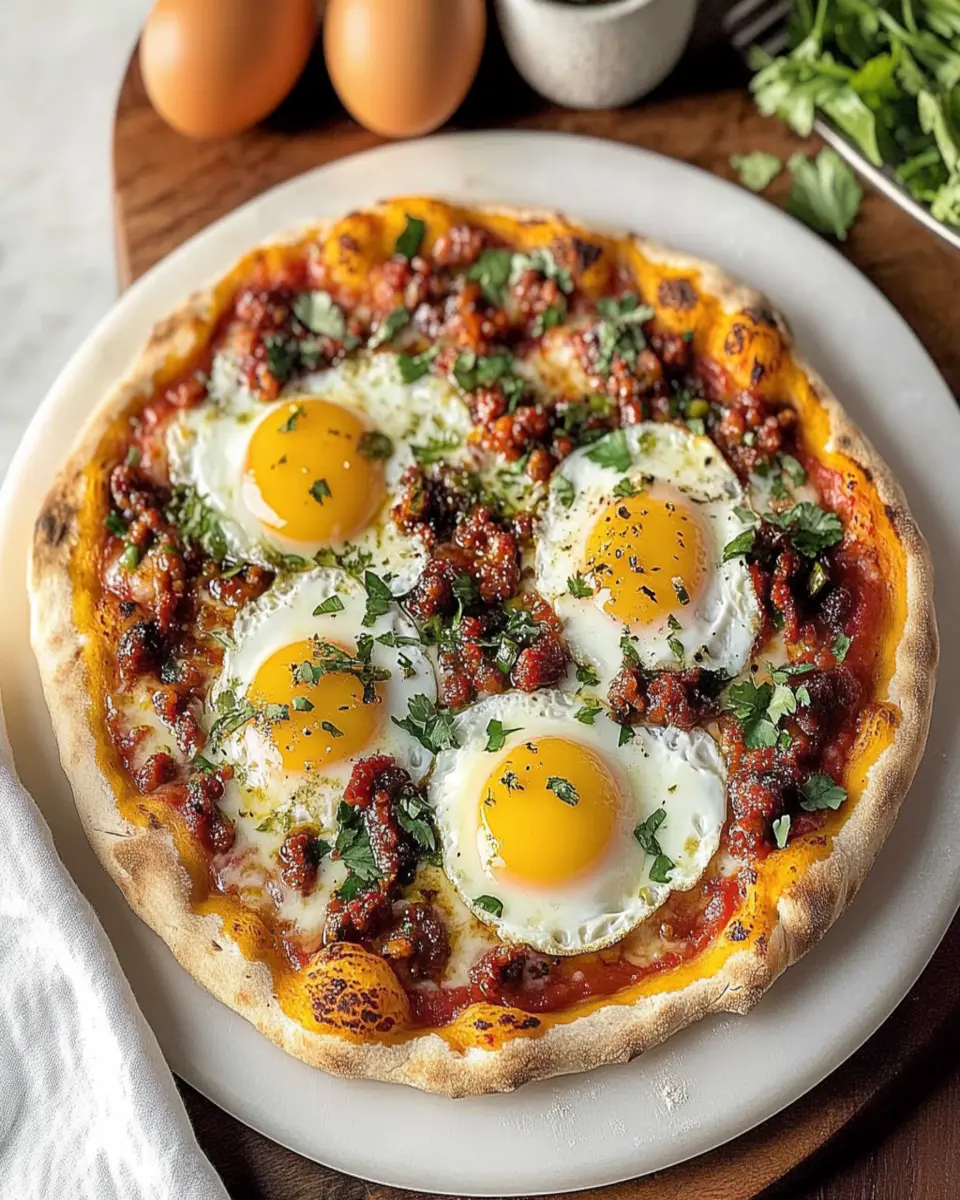 Breakfast Pizza with Chorizo and Eggs First Image First Image
