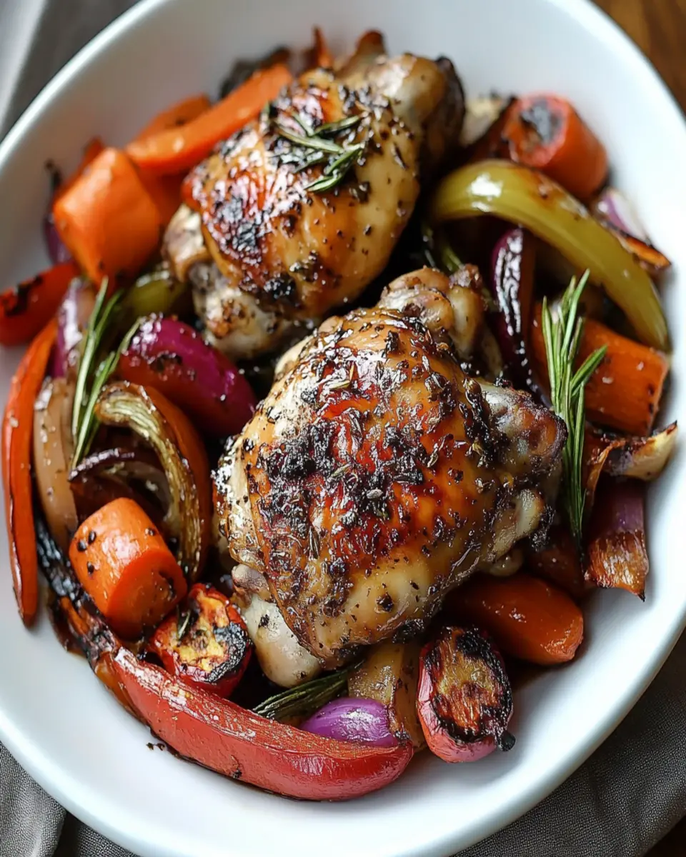 Balsamic Chicken Thighs with Roasted Vegetables First Image First Image