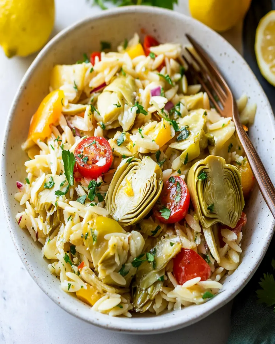 Easy Lemon Artichoke Orzo Salad First Image First Image
