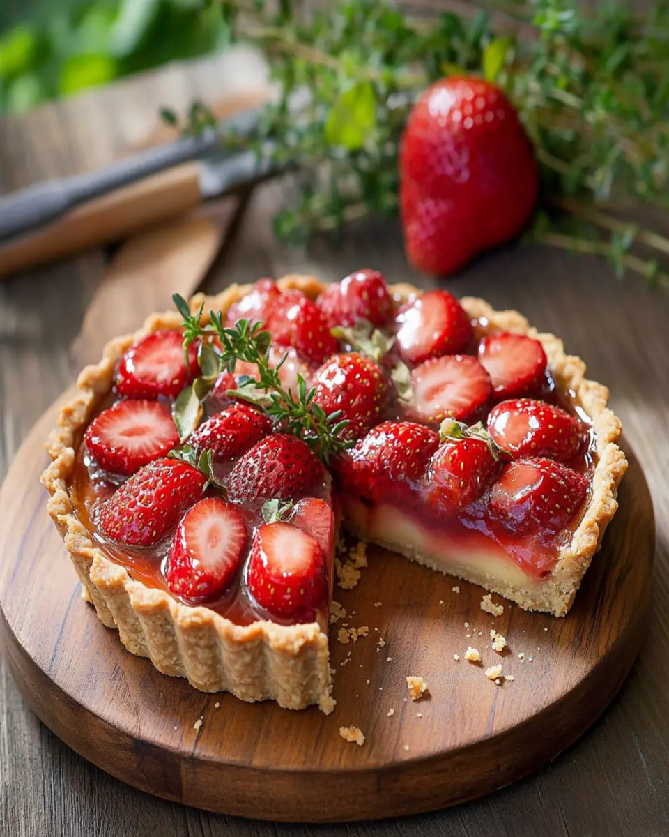 Strawberry bakewell tart with thyme First Image First Image