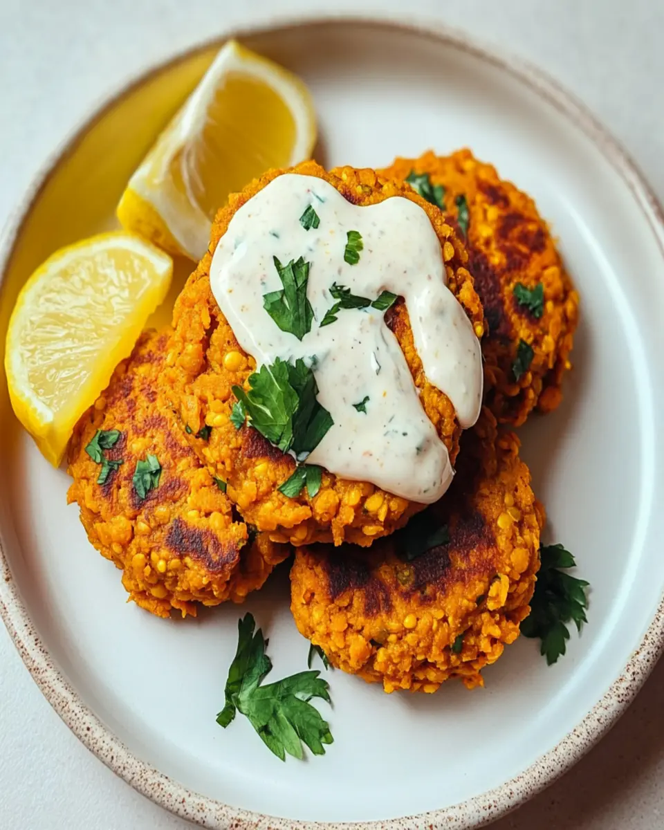 Red Lentil Patties with Lemon Tahini Sauce First Image First Image