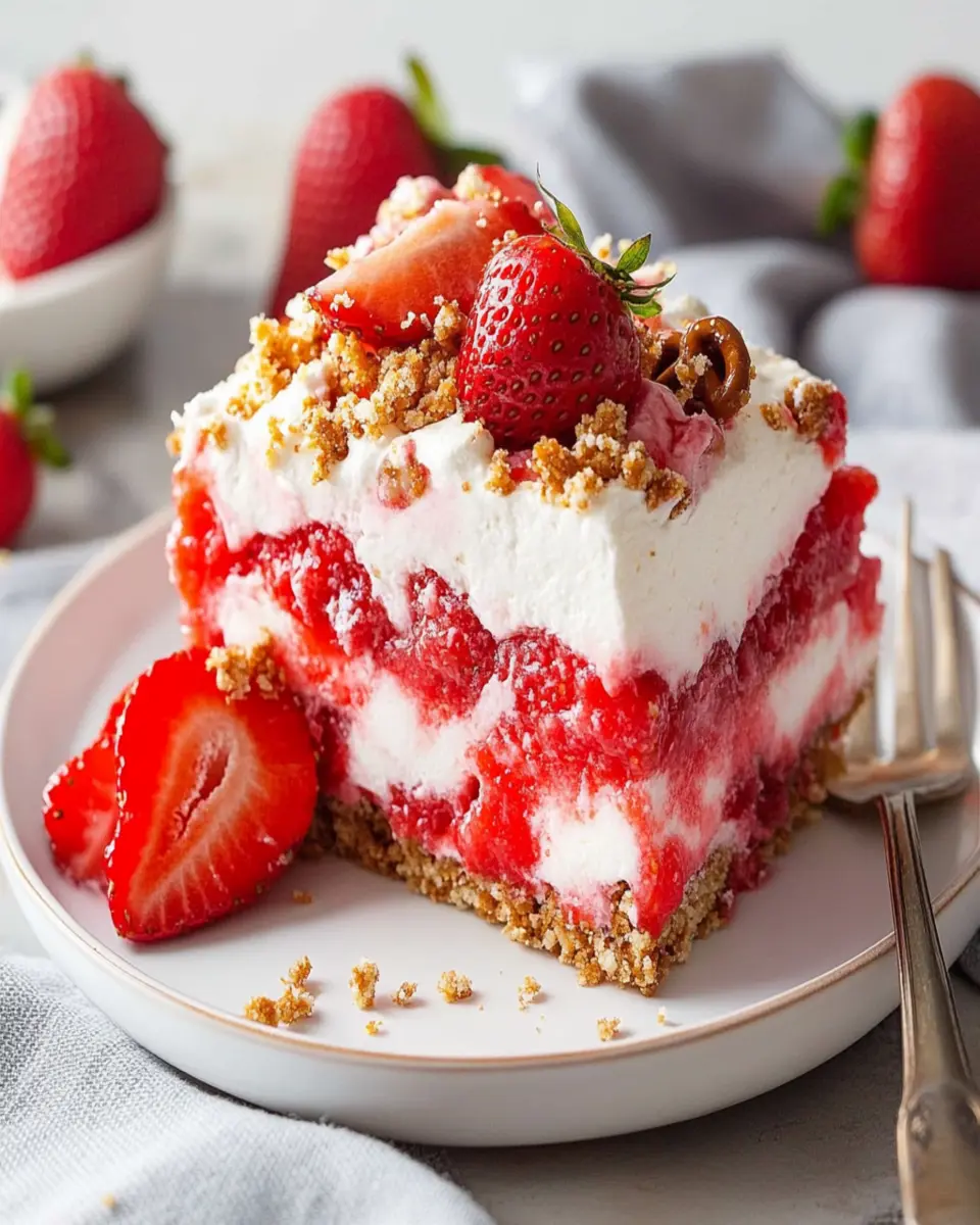 Strawberry Pretzel Salad Poke Cake First Image First Image